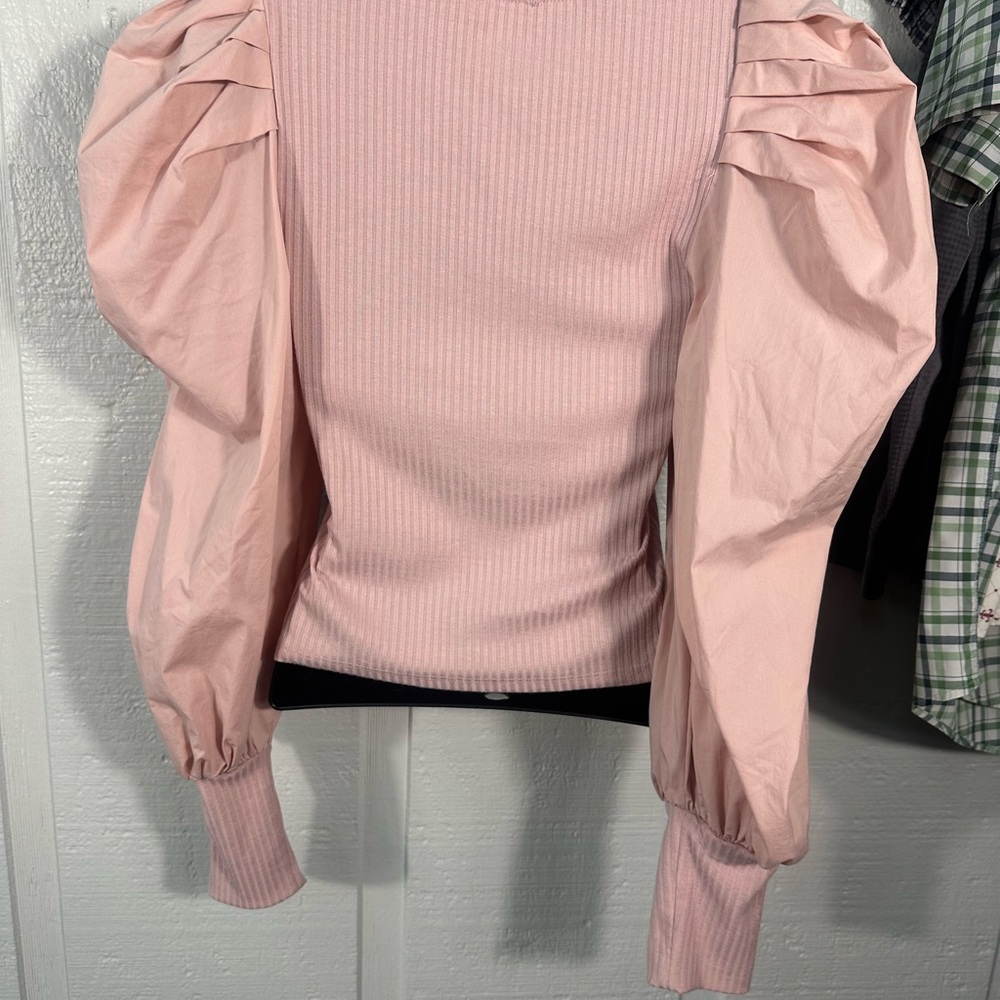 TCEC Solid Fitted Crew Neckline and Long Puff Sleeves Size Medium EUC - Picture 5 of 9